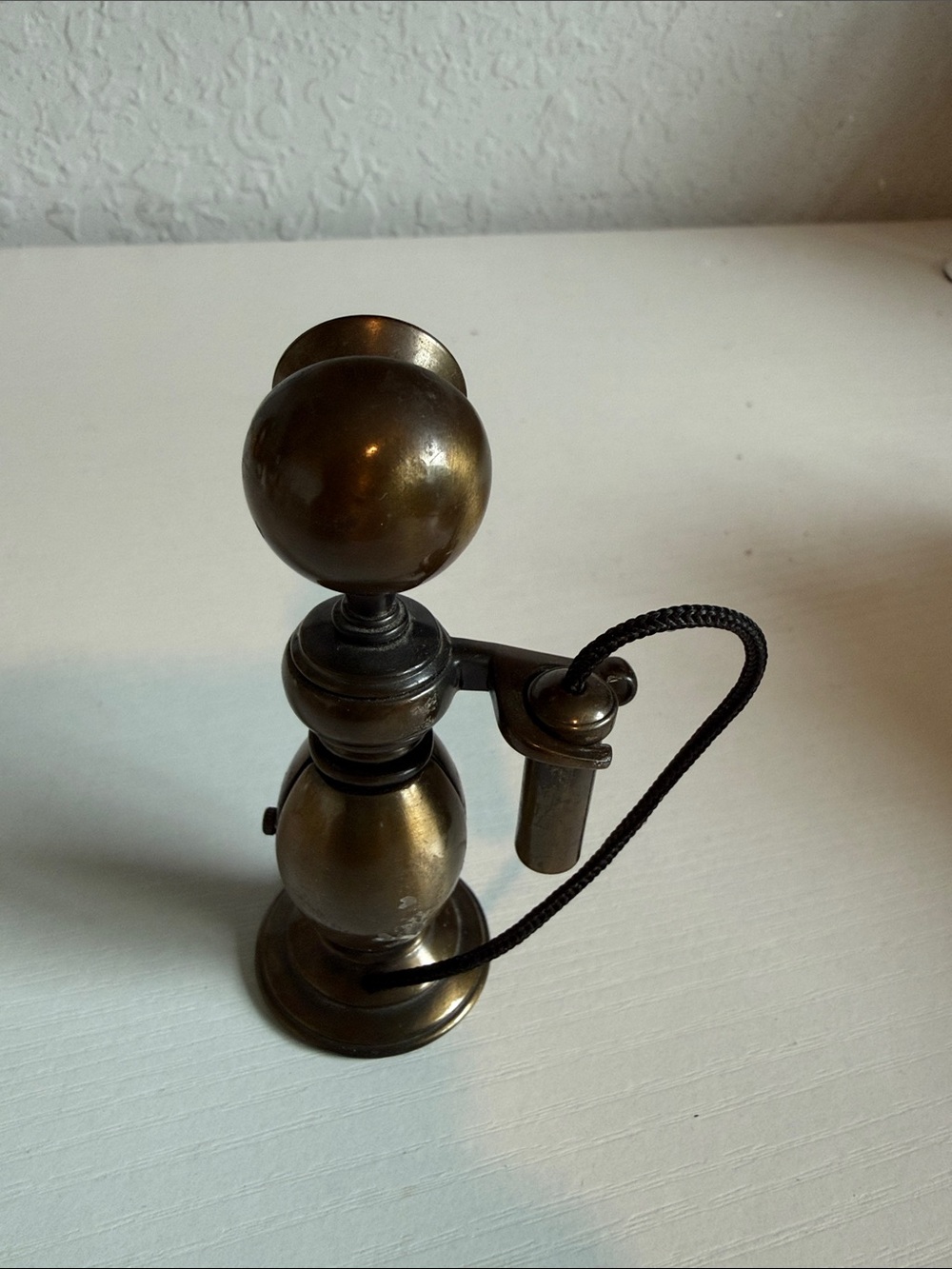 Antique-Style Brass Table Clock Phone Design - Brown - Picture 3 of 4